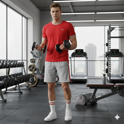 Maxyolo Mens T Shirt and Shorts Combo Polyester Fabric Daily Sports and Gym Wear