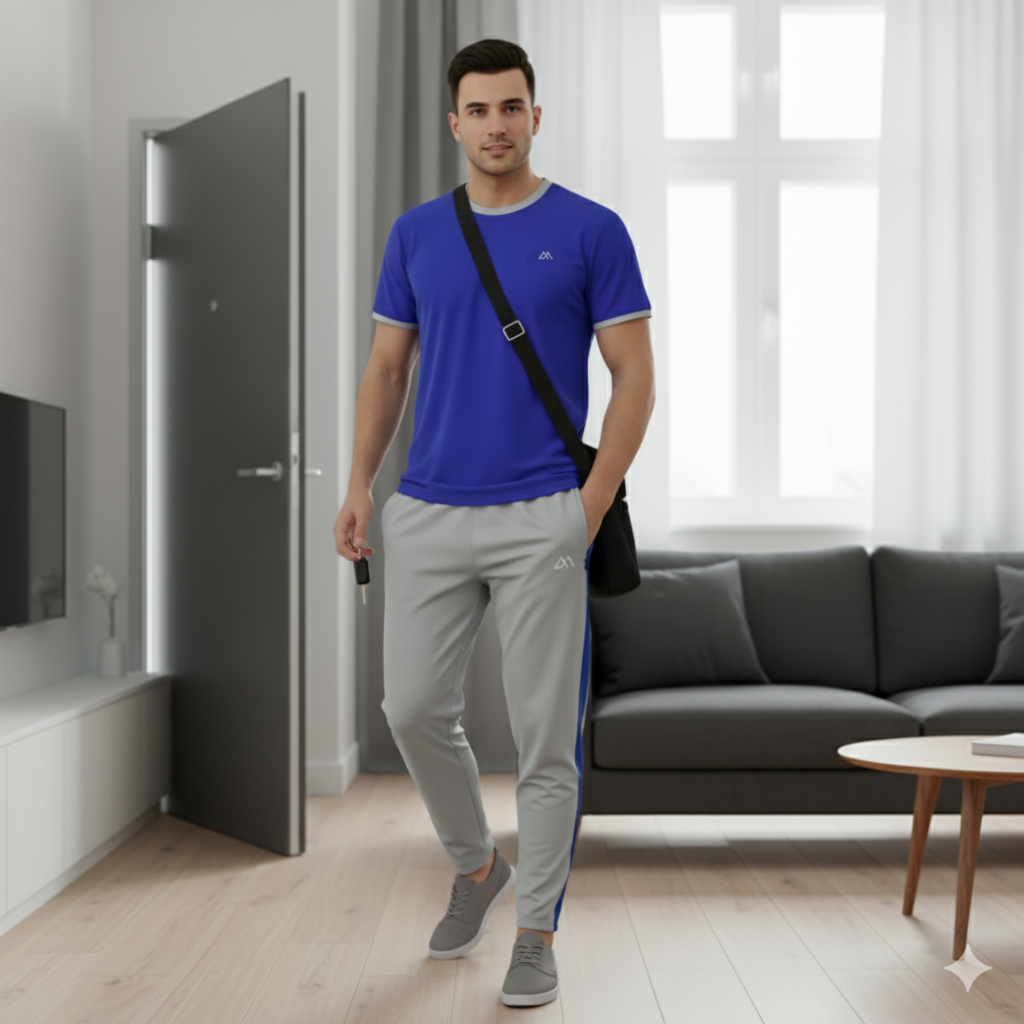 Maxyolo Mens T Shirt and TrackPant Combo Polyester Fabric Daily Sports and Gym Wear
