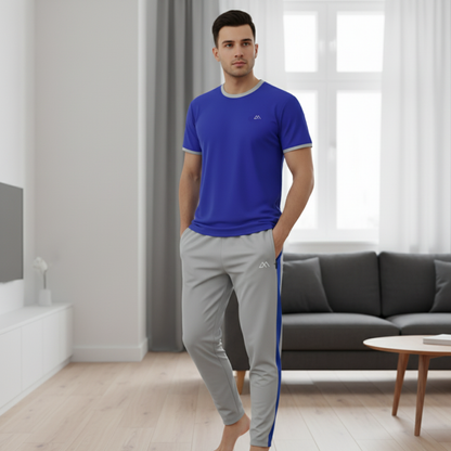 Maxyolo Mens T Shirt and TrackPant Combo Polyester Fabric Daily Sports and Gym Wear