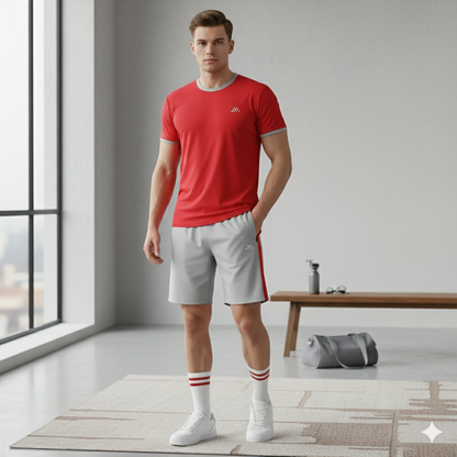 Maxyolo Mens T Shirt and Shorts Combo Polyester Fabric Daily Sports and Gym Wear