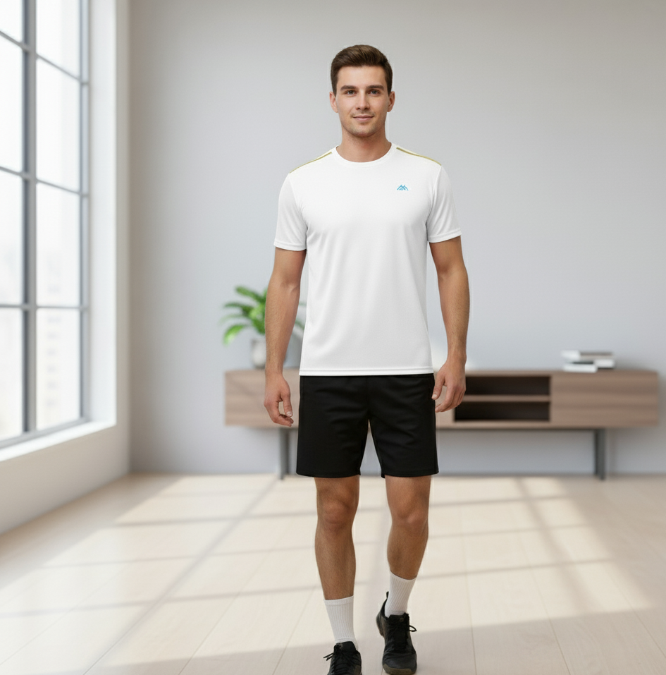 Maxyolo Mens T Shirt and Shorts Combo Polyester Fabric Daily Sports and Gym Wear