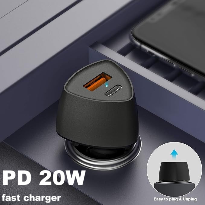 2 Pack - Dual USB A & C Port In Car Charger Cigarette lighter adapter