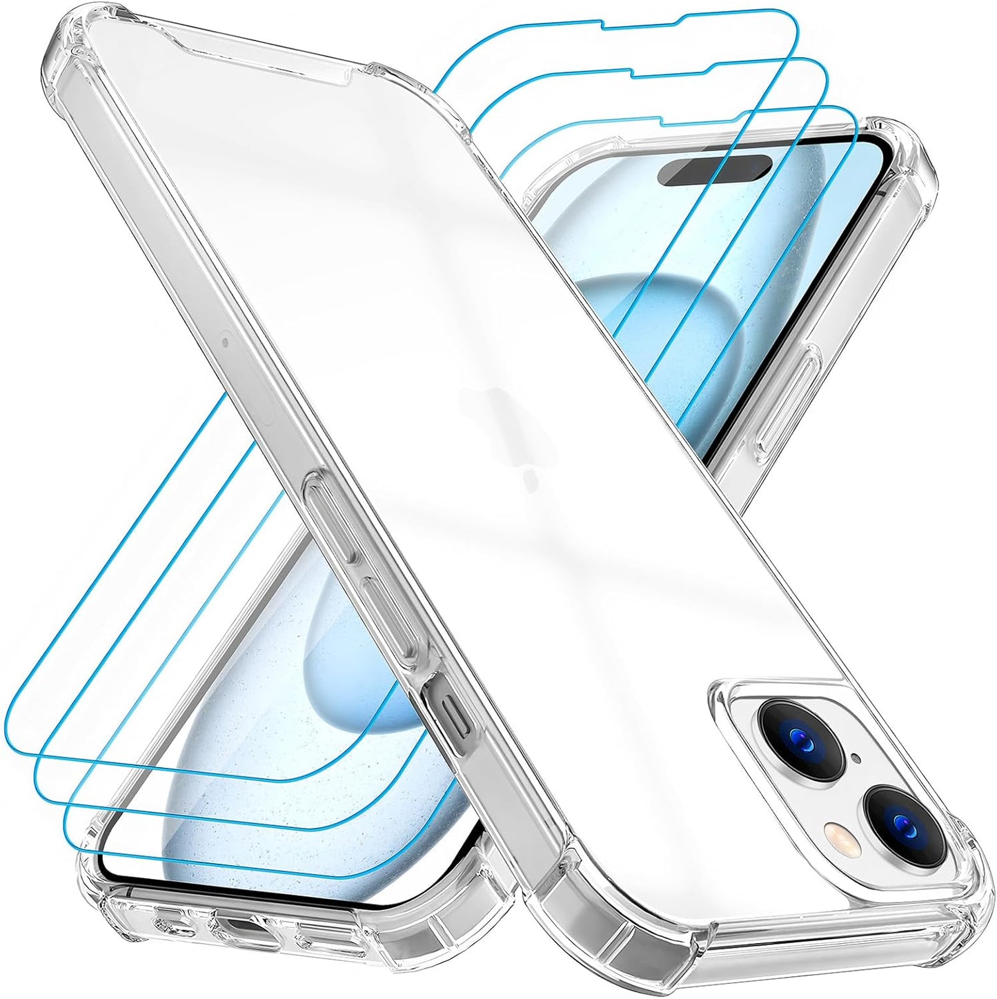 Case for iPhone 17 Pro Max, 17 Air 17 Pro Clear Shockproof Silicone Screen Cover Screen protector - Bundle