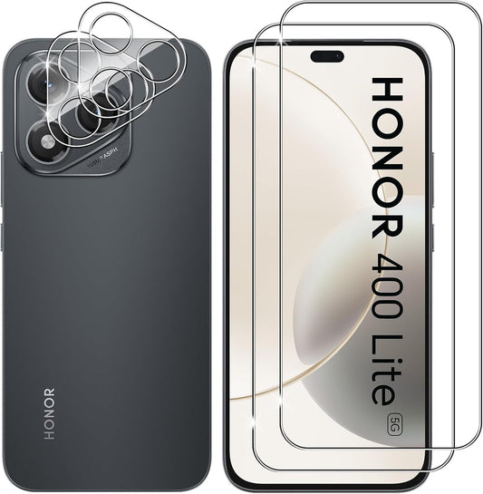 For Honor 400 Lite 5G Tempered Glass Screen Guard Protector 2 +  Rear Camera Lens 2 - Bundle of 4 pcs