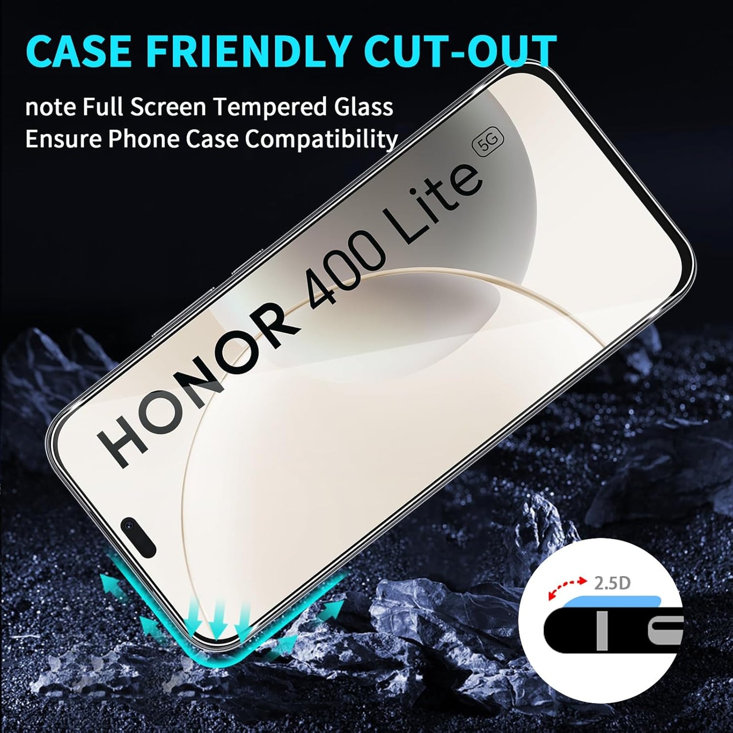 For Honor 400 Lite 5G Tempered Glass Screen Guard Protector 2 +  Rear Camera Lens 2 - Bundle of 4 pcs