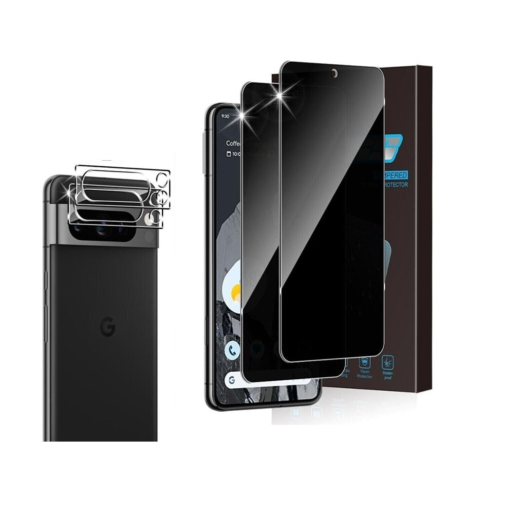 For Google Pixel 9A 9 10 Pro XL Camera Lens + Privacy Glass Screen Protector Bundle