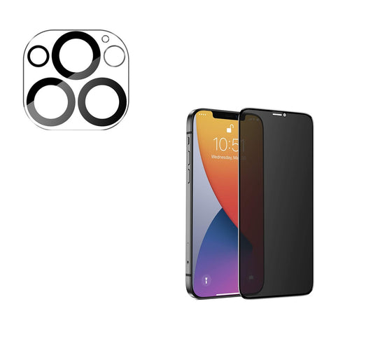 For iPhone 17 16 15 14 13 Pro Max Tempered Glass Privacy Screen + Camera Protector  Set - Bundle