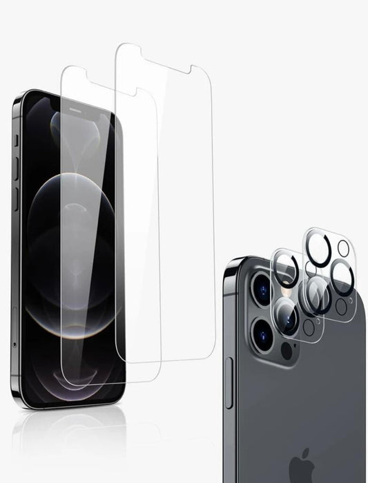 Tempered Glass Screen Protector & Camera Lens iPhone 17 16 15 14 Pro Max Plus 13 - Bundle