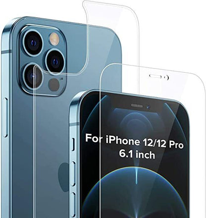For iPhone 16e 15 14 13 Pro Max Tempered GLASS Front+ Back + Camera Lens Protector Bundle