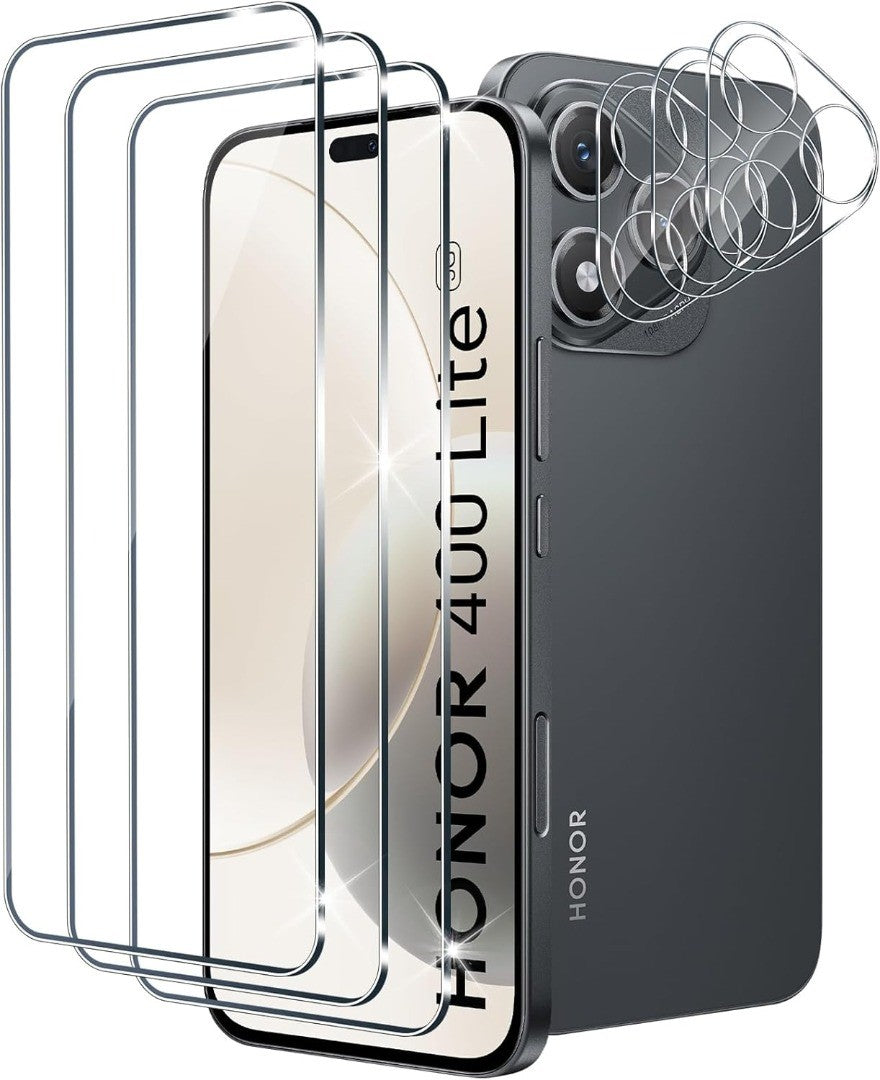 For Honor 400 Lite 5G Tempered Glass Screen Guard Protector +  Rear Camera Lens - Bundle