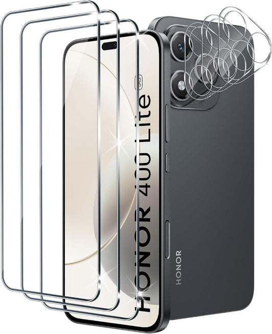 For Honor 400 Lite 5G Tempered Glass Screen Guard Protector +  Rear Camera Lens - Bundle