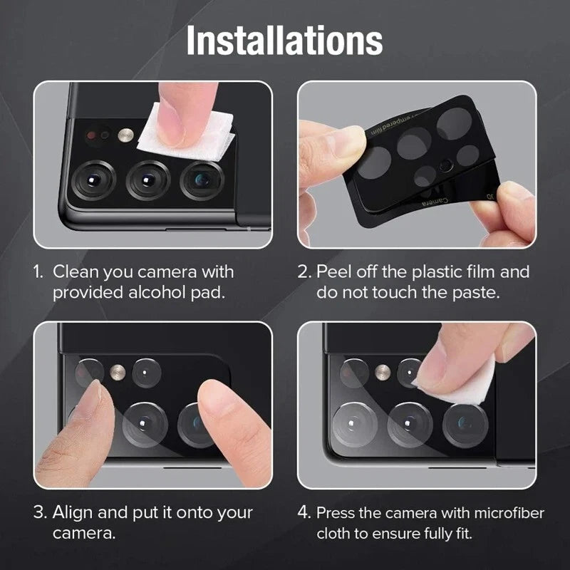 Samsung Galaxy S24 Ultra S24 Plus S23 Plus Tempered Glass Rear Camera Lens Protector Black X 2 Pack