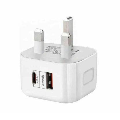 6 Pc Accessory set - Dual port PD Plug Charger + Car charger + Wired Earphones  + Data Cable + Screen protector + Gel case - Bundle for various iPhone models