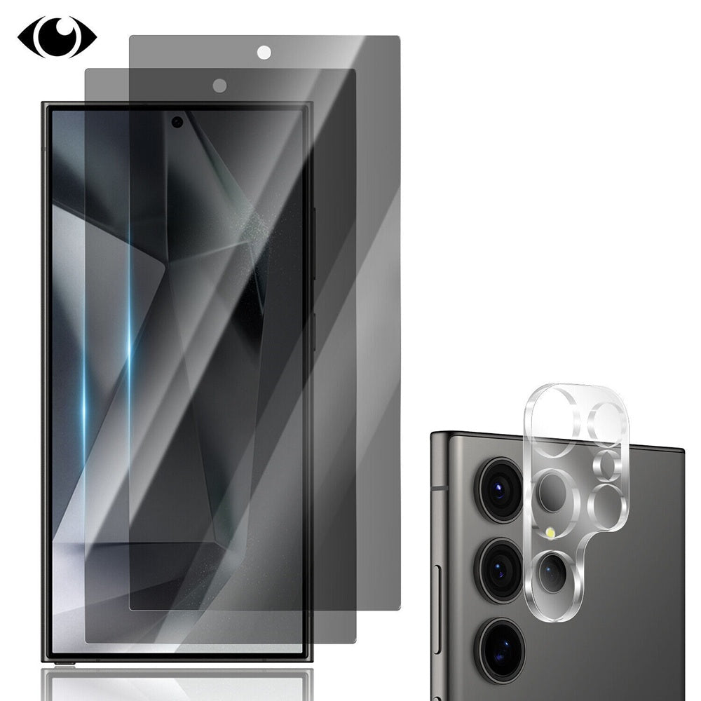 For Samsung Galaxy S25 Ultra S24 S23+ Privacy Glass Screen Camera Lens Protector Bundle