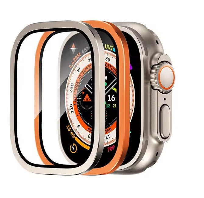 For Apple Watch Ultra 2 49mm Smartwatch Tempered Titanium edge Metal Screen Protector Cover - various colours